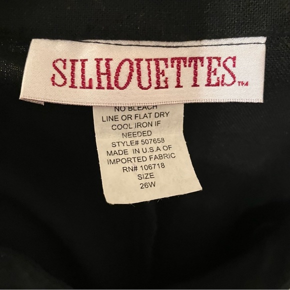 VTG Silhouettes Black Shirt Dress Plus Size 26W Linen Blend Pockets Short Sleeve - Picture 2 of 6